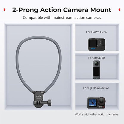 SMALLRIG Magnetic Neck Phone Holder with Chest Strap, Neck Mount for GoPro for DJI Action Camera, Hands Free Phone Holder for POV Recording, for iPhone 17/16/15/14/13/12, Metal Ring for Android - 5127