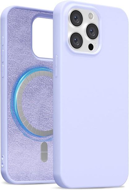 for iPhone 13 Pro Max Case Silicone Compatible with Magsafe Case, Ultra Slim Thin Magnetic Phone Cases Mag Safe, Cute Soft Rubber Gel Matte Wireless Charging Cover for Women, Purple Lavender