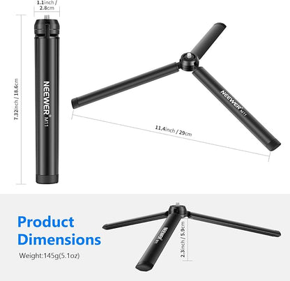 NEEWER Mini Metal Tripod, Table Stand, Desktop Compact Tripod Compatible with Crane M2, Smooth Q2, Gimbal Grip Stabilizer and All Cameras