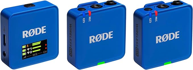 RØDE Wireless GO (Gen 3) – Compact Wireless Mic – Pristine Audio, 32-bit Float Recording, Automatic Level Control, for Phones, Cameras and Computers (Cobalt)
