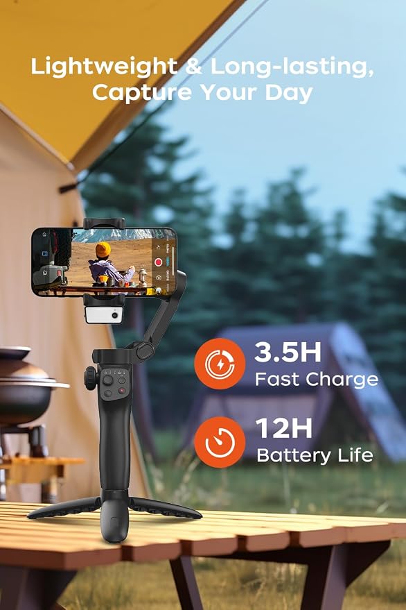 FUNSNAP CM8 Gimbal Stabilizer for iPhone Android with AI Tracker, 3-Axis Phone Gimbal with Remote Control Portable Foldable, Phone Stabilizer for Video Recording for Tiktok YouTube Vlog