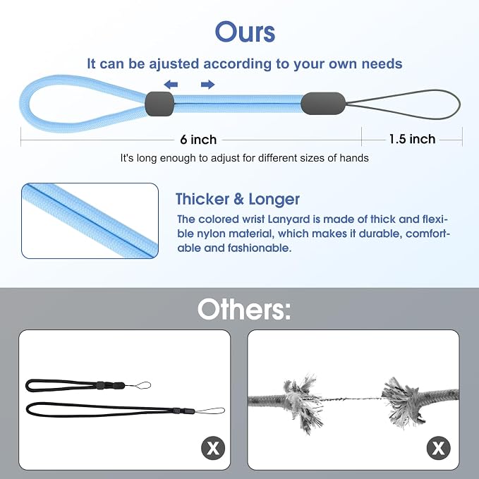 FrgKbTm Hand Wrist Strap Lanyard, Adjustable Nylon Colorful for Mobile Phone, Camara, USB Flash Drive, ID Name Tag Badge