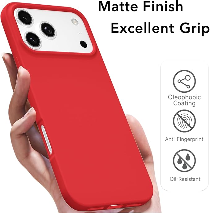 for iPhone 17 Pro Max Case Silicone Compatible with Magsafe Case, Ultra Slim Thin Magnetic Phone Cases Mag Safe, Cute Soft Rubber Gel TPU Matte Plain Wireless Charging Cover for Women, Red
