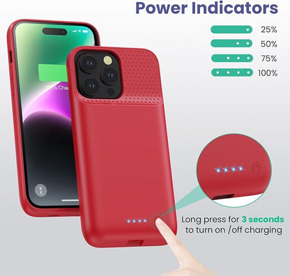 Battery Case for iPhone 14 Pro Max/14 Plus/13 Pro Max, [2024 Upgraded] Ultra-Slim 8600mAh Portable Extended Charger Case for iPhone 14 Pro Max, 14Plus, 13Pro Max Charging Case (6.7inch),Red