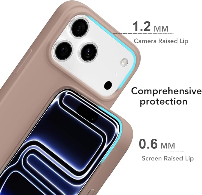 for iPhone 17 Pro Case Silicone Compatible with Magsafe Case, Ultra Slim Thin Magnetic Phone Cases Mag Safe, Cute Soft Rubber Gel TPU Matte Plain Wireless Charging Cover for Women, Brown