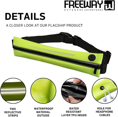 Lightweight Running Belt - Ergonomic Single or Double for Man and Woman - Perfect for running, training, sports (Single, Neon Yellow) designed for carrying Phone, Keys & Essentials