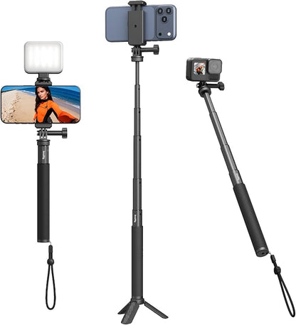 SmallRig Invisible Selfie Stick Tripod for Action Camera, 37.4in Extendable Pole with Phone Clamp for GoPro 13/12, for Insta360 X5/4/Ace Pro2, for DJI Osmo 360/Action 5 Pro/6, for AKASO & Phone - 5403