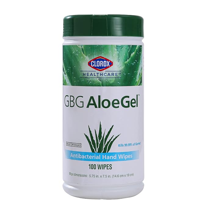 Clorox Healthcare GBG AloeGel Hand Sanitizer Wipes - Bleach-Free Hand Sanitizing Wipes for Hands in Bulk Canister - Disinfecting Sanitizer Solution for School Supplies & Office Use, 100 Count