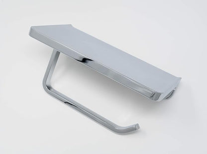 Linkaa Toilet Paper Holder with Shelf Polished Chrome,Bathroom Accessories Wall Mount Phone Holder,Heavy Duty Zinc Alloy Tissue Paper Roll Holder Cell Phone Storage Shelf (Polished Chrome)