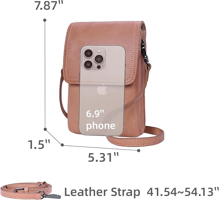Iswee Leather Crossbody Bags for Women RFID Blocking Cell Phone Purse Small Anti-Theft Zippered with Card slots