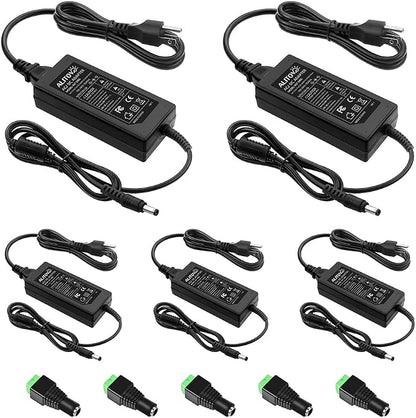 ALITOVE 24V DC Power Supply 3A 72W Power Adapter AC 100-240V 50-60hz to DC 24Volt Converter 3amp Transformer with 5.5x2.1mm Output Jack for LED Light 3D Printer CCTV Camera Wireless Router,5-Pack