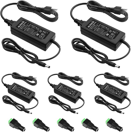 ALITOVE 24V DC Power Supply 3A 72W Power Adapter AC 100-240V 50-60hz to DC 24Volt Converter 3amp Transformer with 5.5x2.1mm Output Jack for LED Light 3D Printer CCTV Camera Wireless Router,5-Pack