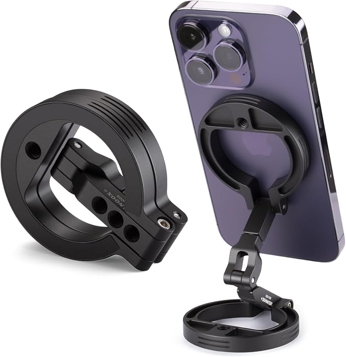 Double Magnetic Ring Phone Holder – Attach to Any Iron Surface | 1/4" Screw Hole | Compatible with iPhone 17/16/15/14/13/12 Pro Max Series & Magnetic Cases (MS-02R)