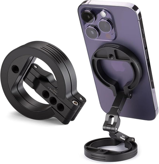 Double Magnetic Ring Phone Holder – Attach to Any Iron Surface | 1/4" Screw Hole | Compatible with iPhone 17/16/15/14/13/12 Pro Max Series & Magnetic Cases (MS-02R)