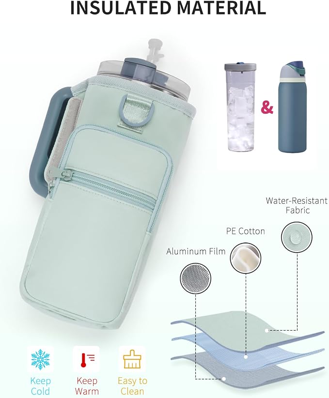 sportsnew Magnetic Gym Bag for Women Men, Water Bottle Carrier Holder with Strap & Phone Pockets for 40oz Tumbler with Handle, 4 Built-in Magnets Small Gym Bag for Sports, Workout, Fitness, Walking