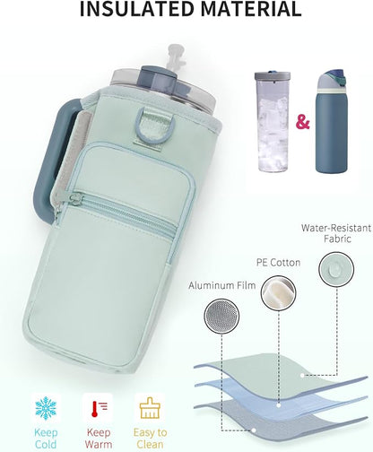 sportsnew Magnetic Gym Bag for Women Men, Water Bottle Carrier Holder with Strap & Phone Pockets for 40oz Tumbler with Handle, 4 Built-in Magnets Small Gym Bag for Sports, Workout, Fitness, Walking