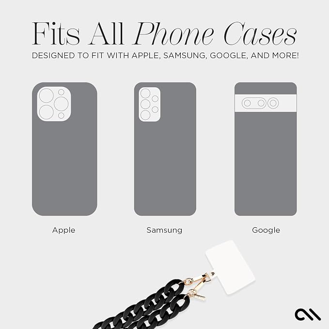 Case-Mate Crossbody Phone Lanyard / Chain [Works with All Phones] Hands-Free Strap - Cell Phone Charm - Neck Chain Holder for iPhone 17 Pro Max / 16 Pro Max / 15 Pro Max / 14 / 13 / S26 Ultra - Black