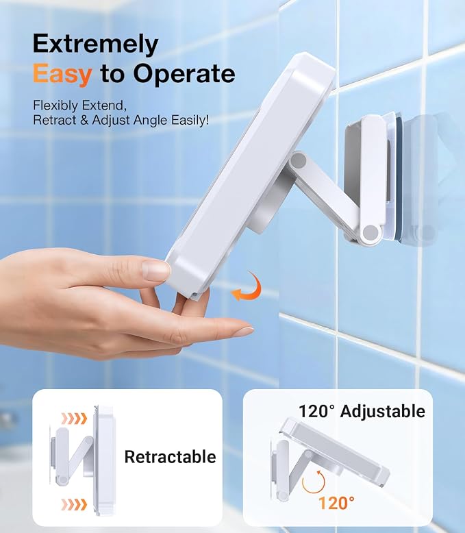 Coolpow Shower Phone Holder Waterproof Phone Holder for Shower Wall Waterproof【Anti-Fog】480°Adjustable Retractable Bathroom Phone Holder Mount Stand Water Proof Shower Case for iphone 4-7" Cellphones