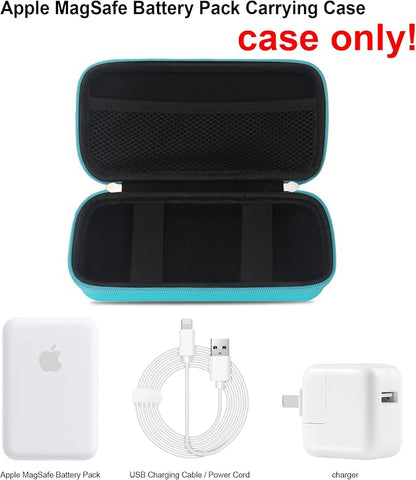 Elonbo Carrying Case for Apple MagSafe Charger Battery Pack, Hard Travel Organize Bag for Mag Safe Magnetic Power Bank for iPhone 13/13 Pro, Extra Mesh Pocket Fits Power Adapter Cable, Green