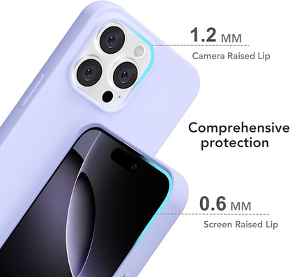 for iPhone 16 Pro Max Case Silicone Compatible with Magsafe Case, Ultra Slim Thin Magnetic Phone Cases Mag Safe, Cute Soft Rubber Gel Matte Wireless Charging Cover for Women, Purple Lavender