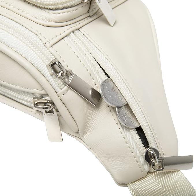 Leather Fanny Pack Waist Bag for Men Women Outdoor Travel Hiking Camping Walking Running Hip Bum Belt Slim Cell Phone Purse Wallet Pouch (Beige)