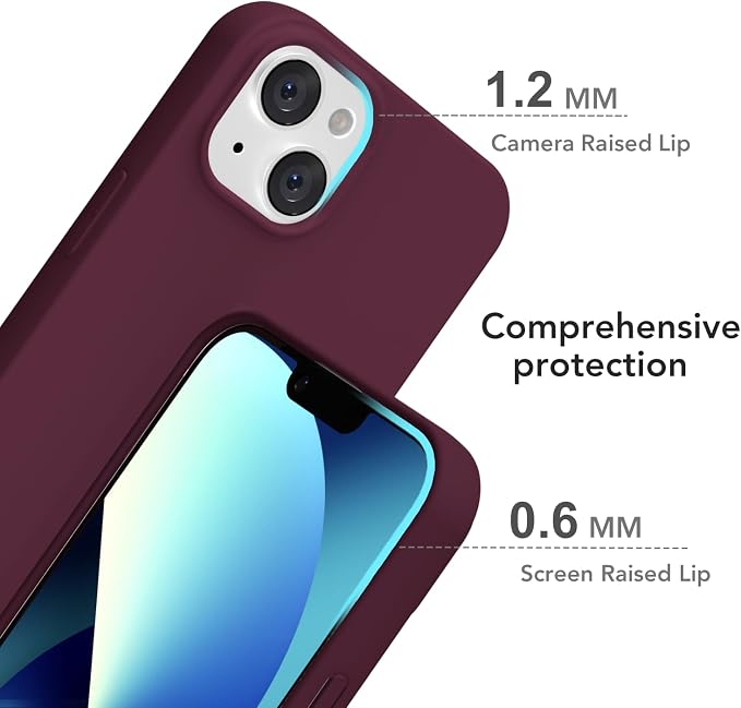 for iPhone 13 Mini/ 12 Mini Case Silicone Compatible with Magsafe Case, Ultra Slim Thin Magnetic Phone Cases Mag Safe, Cute Soft Rubber Gel Wireless Charging Cover for Women, Burgundy Maroon