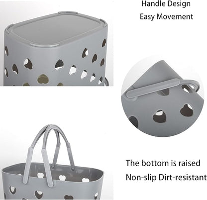 Anyoifax Portable Shower Caddy Tote Plastic Storage Basket with Handle Box Organizer Bin for Bathroom, Pantry, Kitchen, College Dorm, Garage - Grey