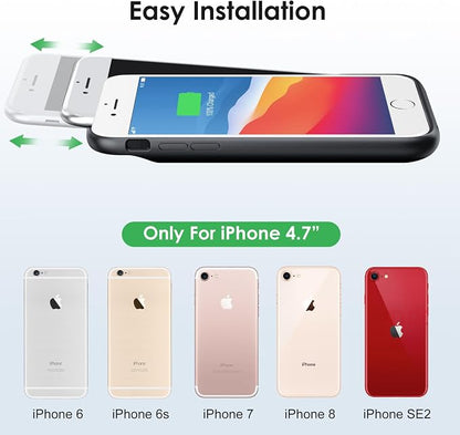 Battery Case for iPhone 8/7/6s/6/SE (2022/2020),[2025 Upgraded] 7000mAh Ultra-Slim Portable Extended Charger Cover for iPhone 8/7/6s/6/SE (2022/2020) Charging Case (4.7 Inch)-Black
