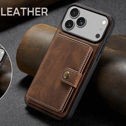 Wallet Case for iPhone 17/17 Pro/17 Air/17 Pro Max, Retro Leather Cover Magnetic Separate Card Slots Kickstand Detachable Case,17pro max,Black