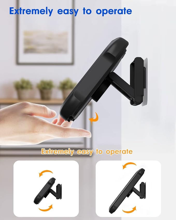 Mistriddle Waterproof Shower Phone Holder with 360° Rotation, Angle Adjustable, Wall Mounted Phone Holder for Bathroom Mirror Bathtub Kitchen, Up to 6.8 Inch (Black)