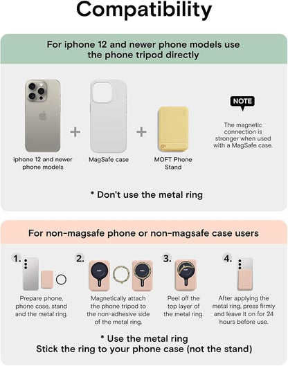 MOFT Phone Tripod Wallet for iPhone, Mulit-Angles, Lightweight Phone Stand, MOVAS Vegan Leather Magnetic Wallet, Strong Magnets, NFC Card Holder,Travel Essential, Panna Cotta (with Card Slot)