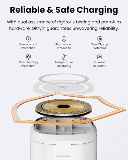 Gitryin Magnetic Wireless Charger Stand for Apple Devices, 3 in 1 Travel Charging Station, 15W Foldable Charging Dock for iPhone 17/16/15/14/13/12, Apple Watch Ultra, AirPods 4 3 Pro