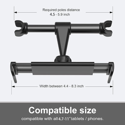 Car Headrest Backseat Mount,Phone/Tablet Car Mount, Adjustable Devices Holder for 4-11 inch Tabltes/Phones, Compatible for iPhone 17 16 15 14 13 12 11 Pro Max, S22,S21, iPad Air,Tabs