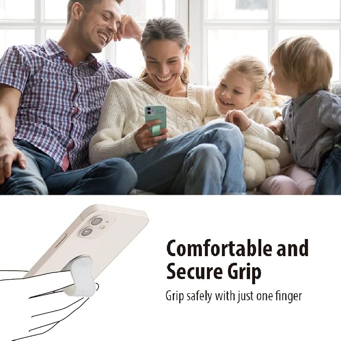 Momostick Flatstick, Cell Phone Finger Grip Strap Holder for Hand, Cell Phone Stand, New Slim Finger Loop Selfie Grip Compatible with Most Smartphones - Glitter White
