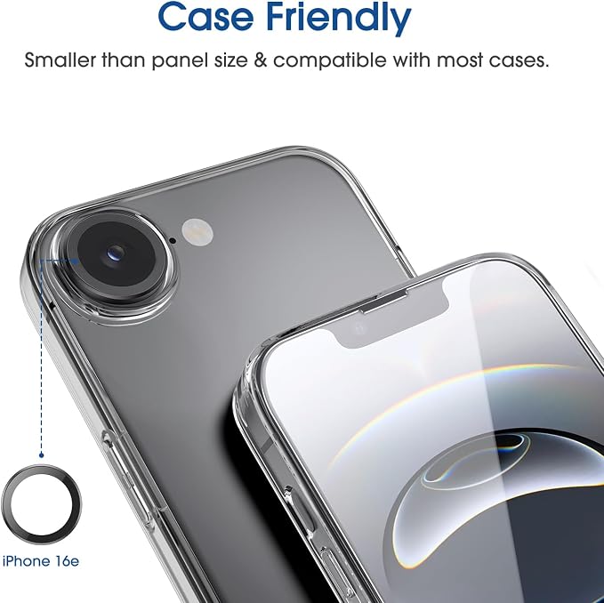 amFilm Auto-Alignment OneTouch for iPhone 16e [6.1''] Screen Protector + Camera Lens Protector, Tempered Glass, 30 Seconds Installation, Bubble Free, Case Friendly, Anti-Scratch [2+2 Pack]