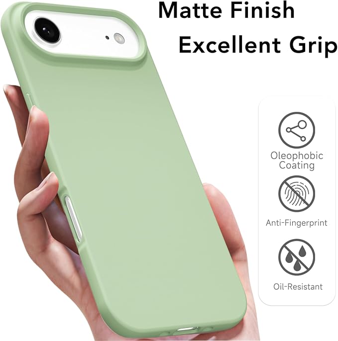 for iPhone 17 Air Case Silicone Compatible with Magsafe Case, Ultra Slim Thin Magnetic Phone Cases Mag Safe, Cute Soft Rubber Gel TPU Matte Plain Wireless Charging Cover for Women, Sage Green