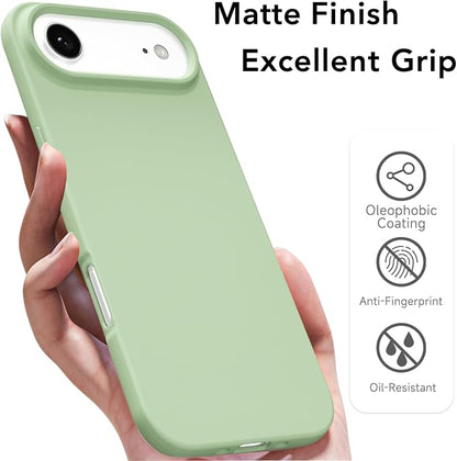 for iPhone 17 Air Case Silicone Compatible with Magsafe Case, Ultra Slim Thin Magnetic Phone Cases Mag Safe, Cute Soft Rubber Gel TPU Matte Plain Wireless Charging Cover for Women, Sage Green