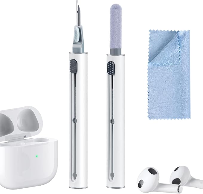 2Pcs Earbud Cleaning kit， Multi-Function Cleaning Pen with Soft Brush Flocking Sponge，Suitable for Bluetooth Headset, Charging Box, Mobile Phone, Earbud