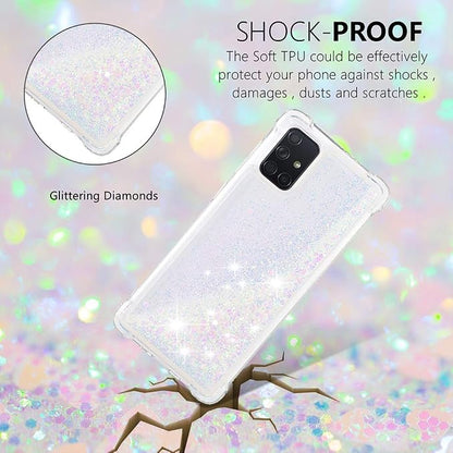 Glitter Phone Case für Galaxy A71 Women, Bling Flowing Liquid Case Bumper Protective Cover TPU Silicone Shockproof Back Case Transparent Hard Case Anti Yellowing Compatible with Samsung Galaxy A71