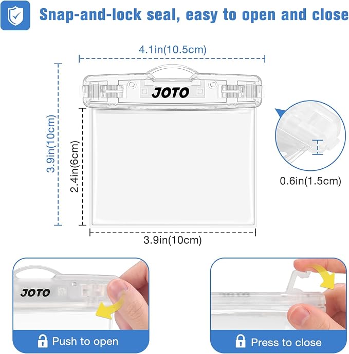 JOTO 2 Pack Waterproof Car Key FOB Case with Lanyard for Swimming Surfing, Small Waterproof Wallet Dry Bag for Money Credit ID Card Cash Coins -Crystal