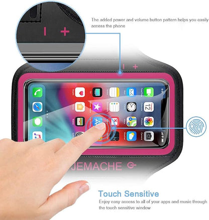 iPhone 17 16 15 Pro Max Armband, JEMACHE Gym Running Workouts Arm Band for iPhone iPhone Air, 17 16 15 14 13 12 Pro Max/Plus (Rose)