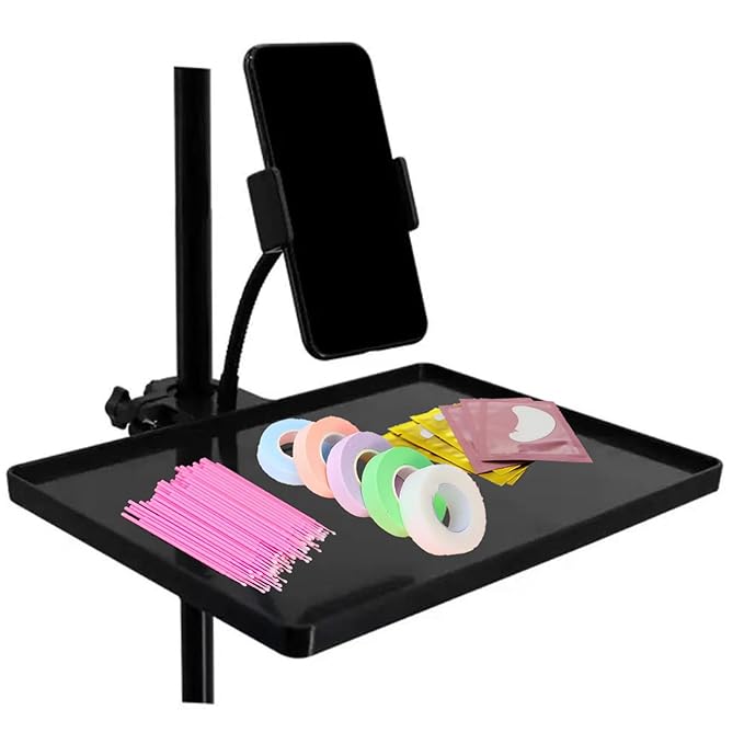 Lash Tray Holder Adjustable Lash Trays Organizer Attachment with Phone Holder Functional Eyelash Trays for Lash Techs Lash spa salon Lash Extension Supplies 10.6"x 8"