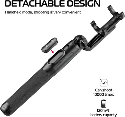 ULANZI SK-03 Selfie Stick Tripod, 64" Professional Stable Phone Tripod Stand for Smartphone/Action Camera, 3 in 1 Extendable Phone Holder with Detachable Remote for Travel Selfies Video Recording Vlog