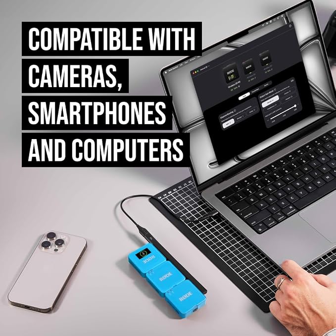 RØDE Wireless GO (Gen 3) – Compact Wireless Mic – Pristine Audio, 32-bit Float Recording, Automatic Level Control, for Phones, Cameras and Computers (Blue)