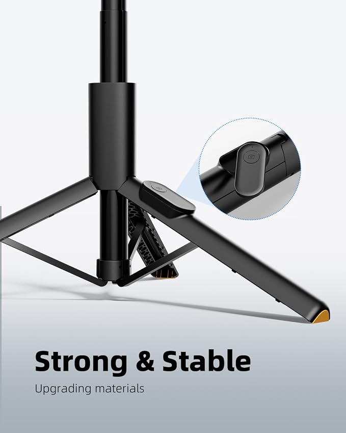 TODI Selfie Stick Tripod for iPhone, 60" Lightweight Phone Tripod Stand with Wireless Remote, Extendable Selfie Stick for iPhone, All-in-1, Compatible with iPhone/Android