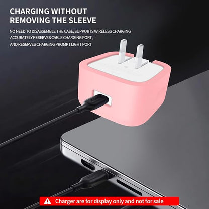 40W Soft Silicone Power Adapter Sleeve Case Compatible with Apple 40W USB‑C Dynamic Power Adapter (60W Max), for MacBook Air 15/13 M5 A3448 A3449 Charger, Anti‑Fall Shockproof Protective Cover, Pink