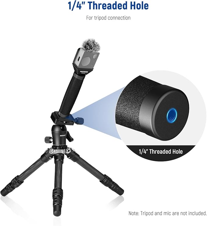 NEEWER 13"/33cm Telescopic Lavalier Microphone Handheld with Anti Off Cold Shoe Foam Windscreen Interview Mic Handle Compatible with Rode Wireless Go II DJI Mic CM31, MS005