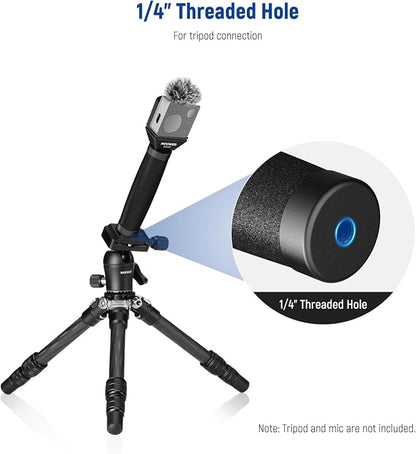 NEEWER 13"/33cm Telescopic Lavalier Microphone Handheld with Anti Off Cold Shoe Foam Windscreen Interview Mic Handle Compatible with Rode Wireless Go II DJI Mic CM31, MS005
