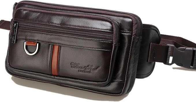 Vintage Leather Waist Bag Fanny Pack for Men (#06Coffee)
