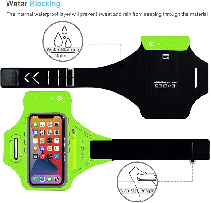 Armband for iPhone 17 16 15 14 13 12 Pro with Airpods Holder, Gym Workouts Running Arm Band (Green)